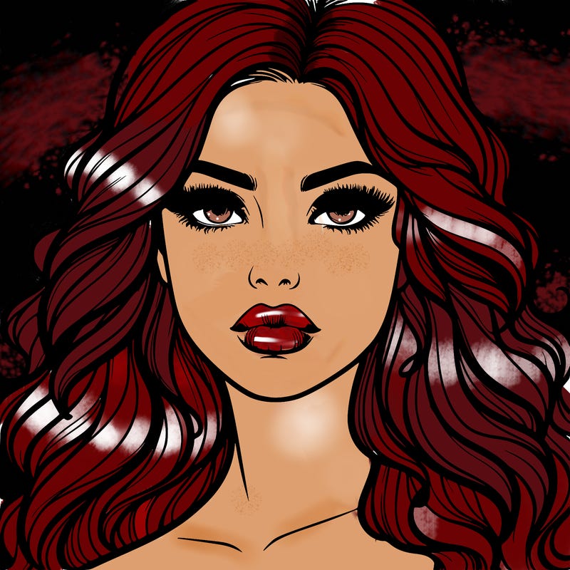 realistic girl with wavy hair and lips