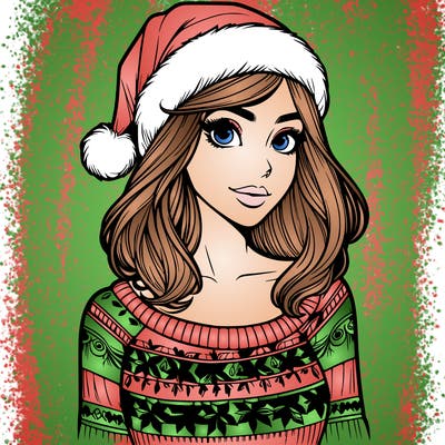 realistic lady in a christmas sweater