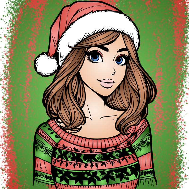 realistic lady in a christmas sweater