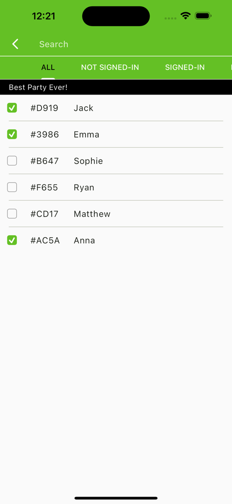 KKTIX Manager - KKTIX Manager attendee list showing guest check-in status for an event.