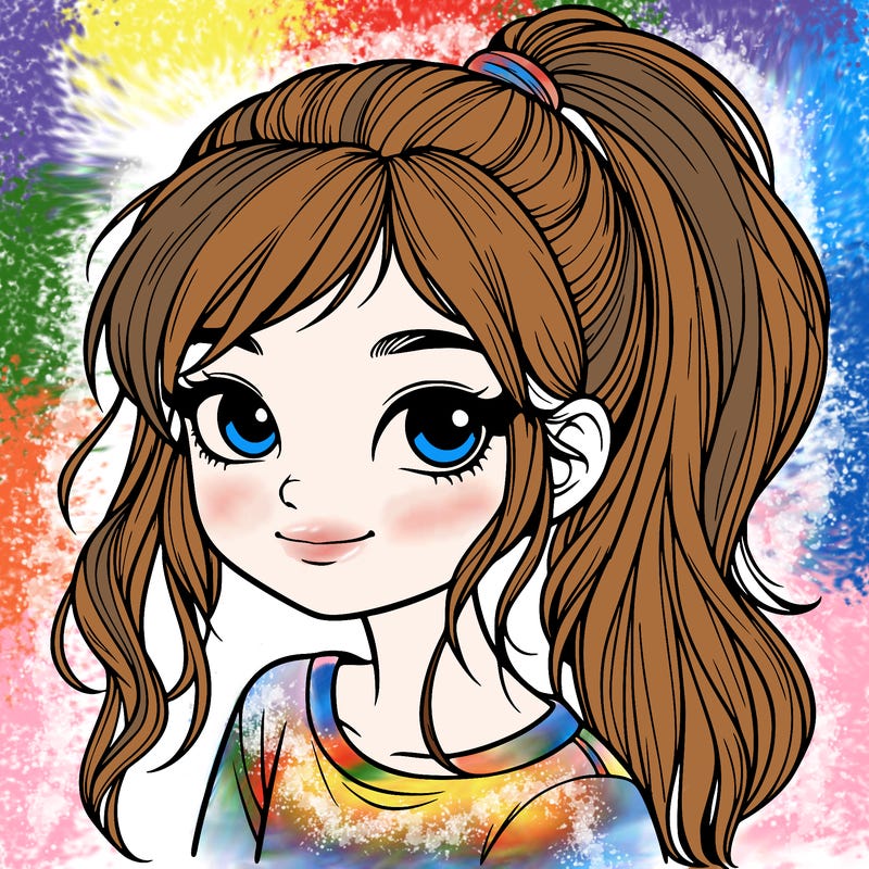 realistic girl with ponytail