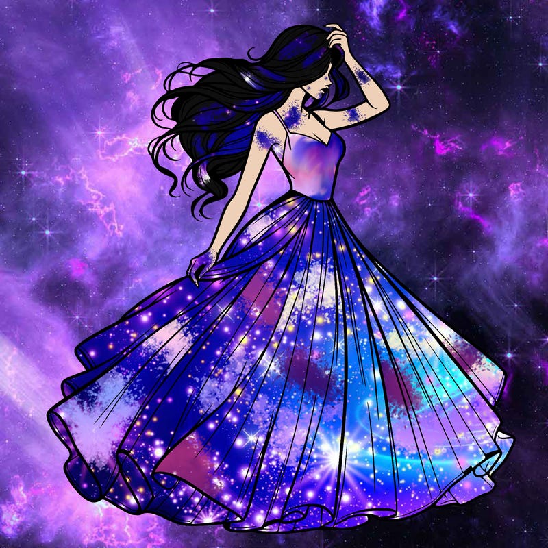 realistic woman with dress flowing in the wind