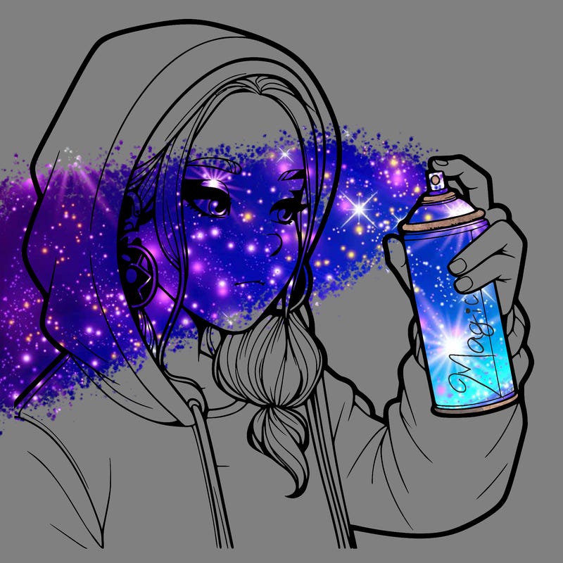 a realistic girl, spray painting