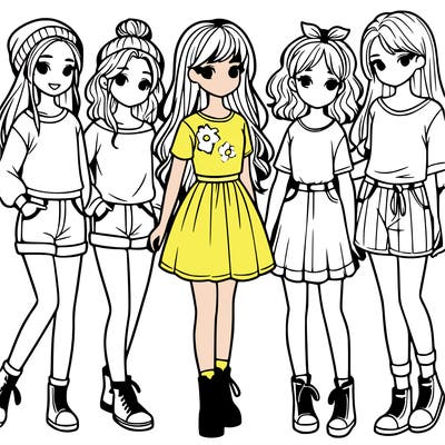 a group of five girls