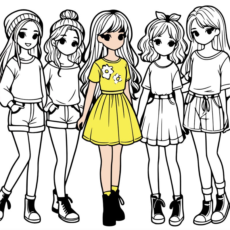 a group of five girls