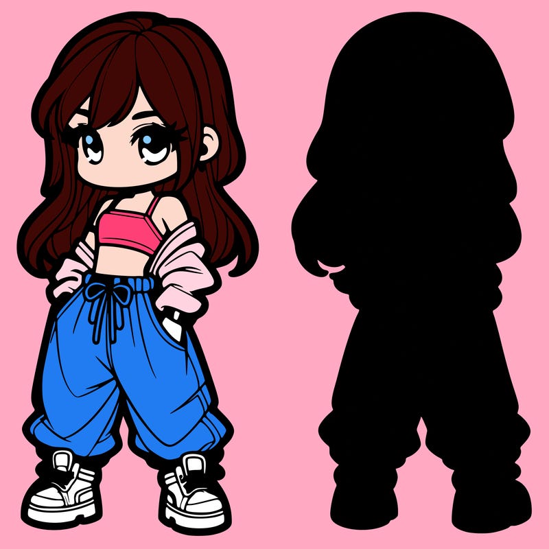 girl in crop top and baggy pants