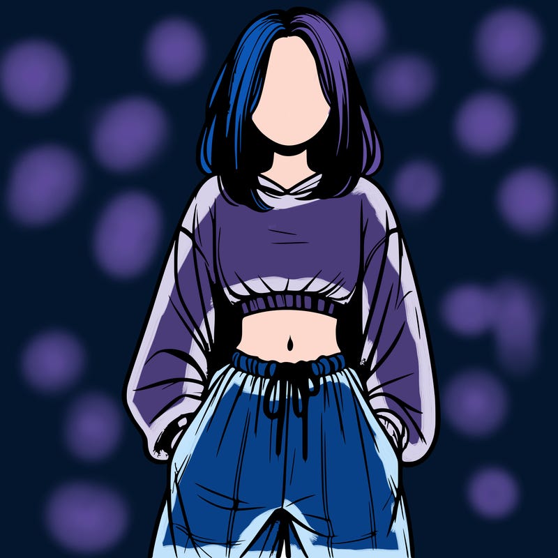realistic girl faceless with baggy pants and a crop top