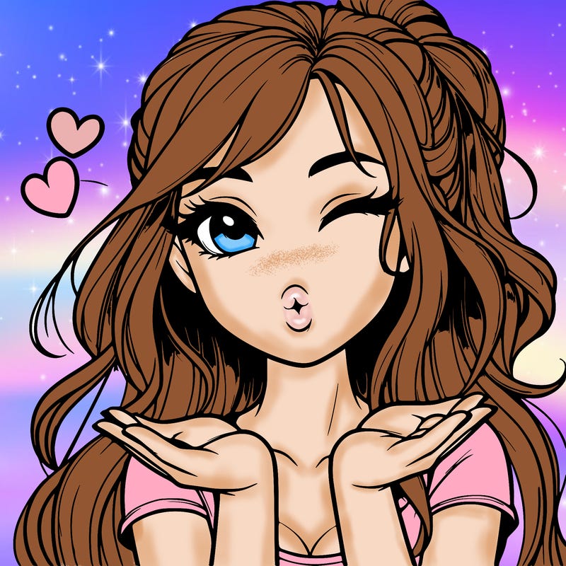 realistic girl winking and blowing a kiss while making heart hands