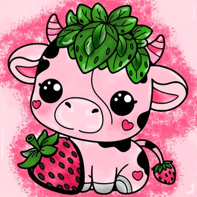 cute strawberry cow