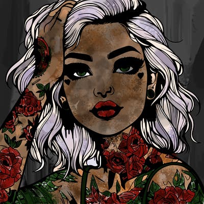 realistic girl with tattoos all over
