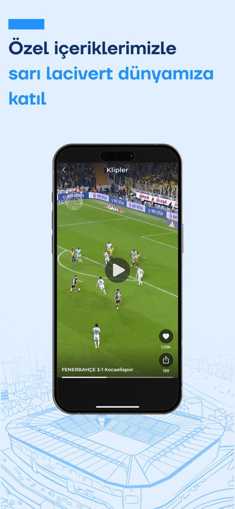 Screenshot of the Fenerbahçe SK Super App displaying a soccer match highlight video