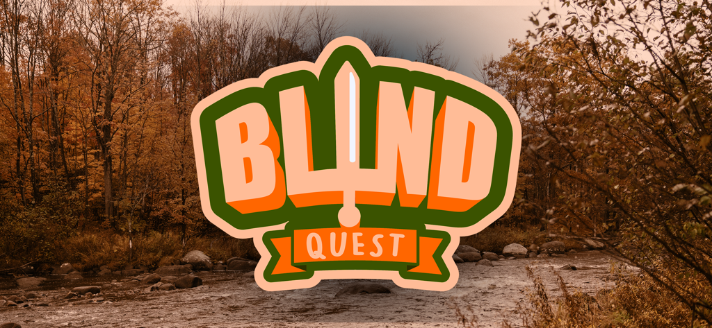 Blind Quest 3 - Blind Quest 3 game logo with a sword against a scenic forest landscape