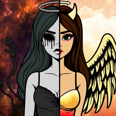 devil vs angel realistic girl