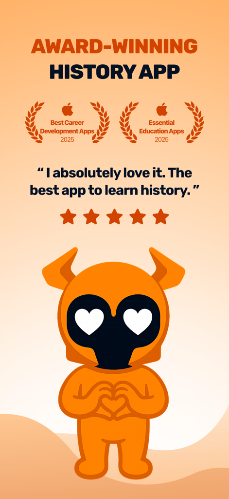 Promotional screen for Paladin History App showing 2025 Apple awards and a five star rating