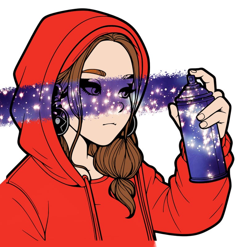 a realistic girl, spray painting