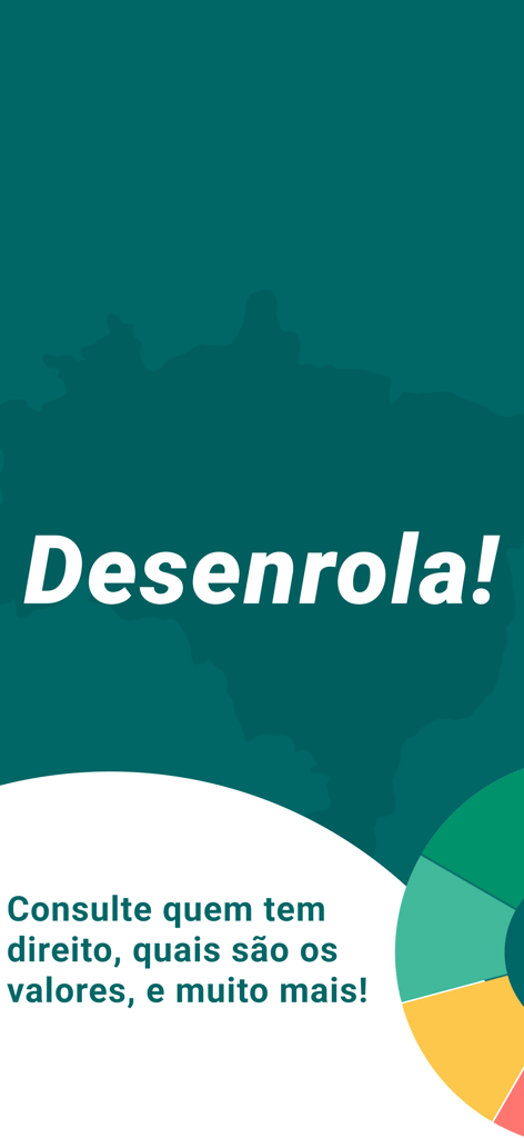 Desenrola Brasil Limpa Nome - Introductory screen of the Desenrola Brasil app featuring a map of Brazil and text about debt negotiation eligibility.