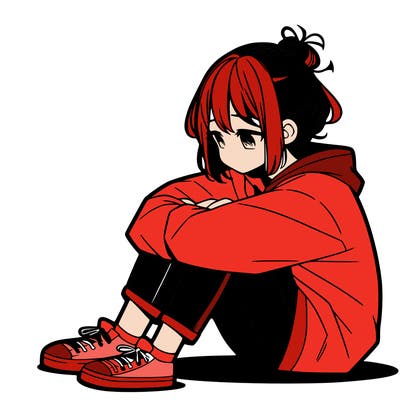 sad anime girl sitting alone