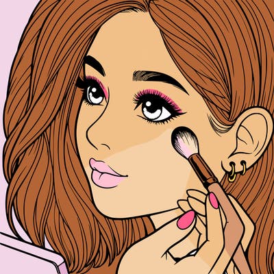 a realistic girl doing her makeup