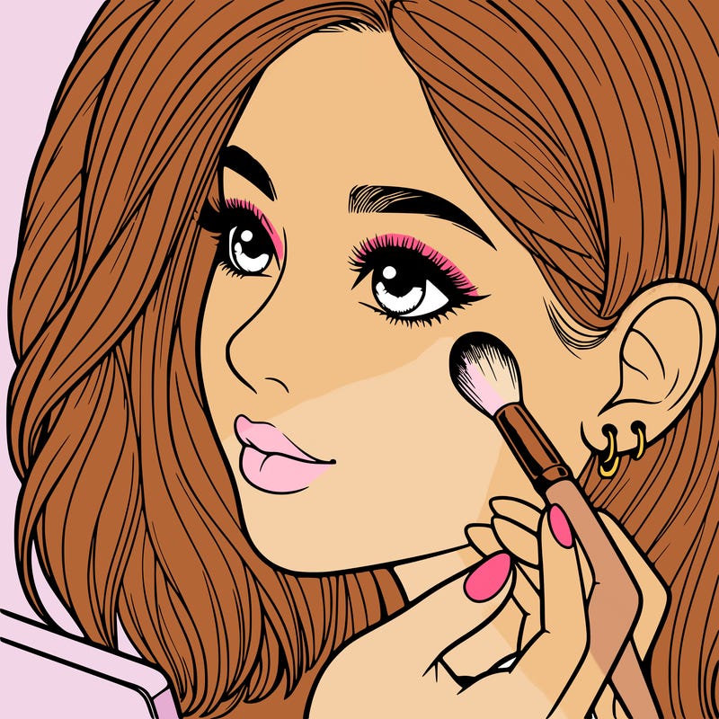 a realistic girl doing her makeup