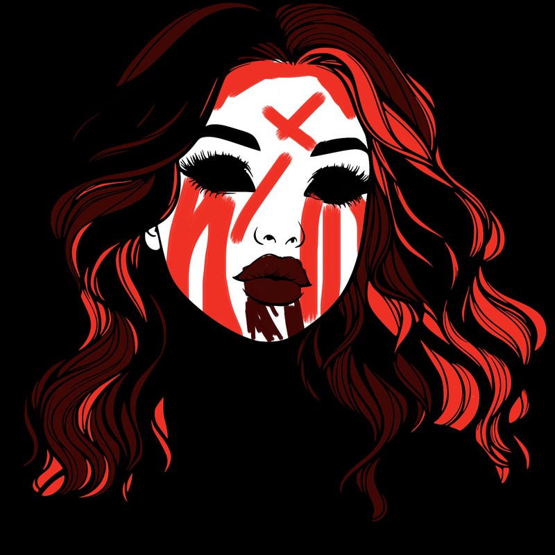 realistic girl with wavy hair and lips