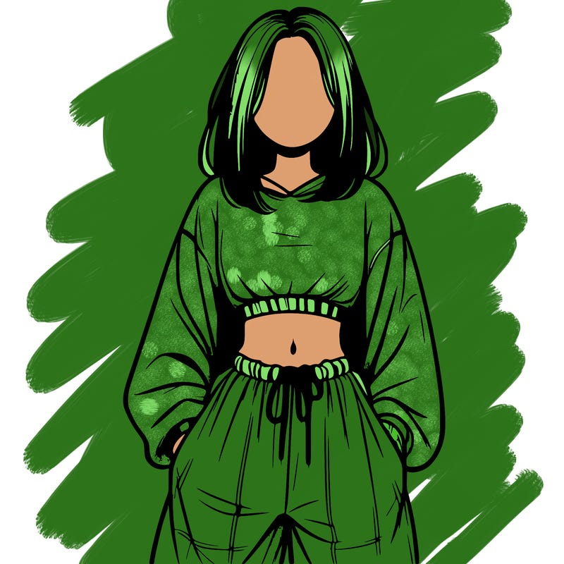 realistic girl faceless with baggy pants and a crop top