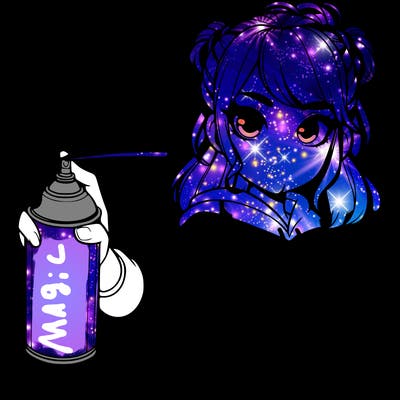 realistic girl is spray painting