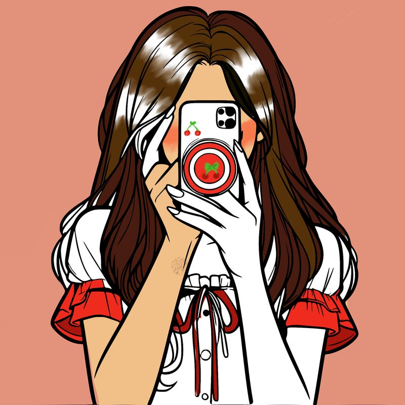 a realistic girl holding her phone taking pictures