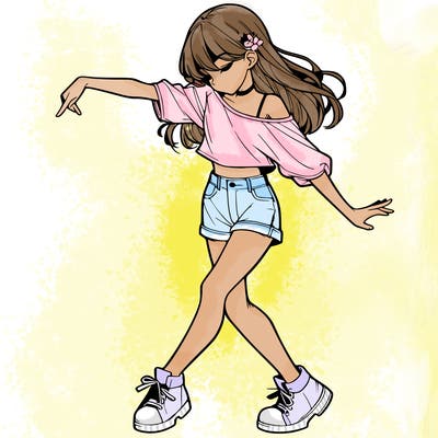 realistic girl danceing