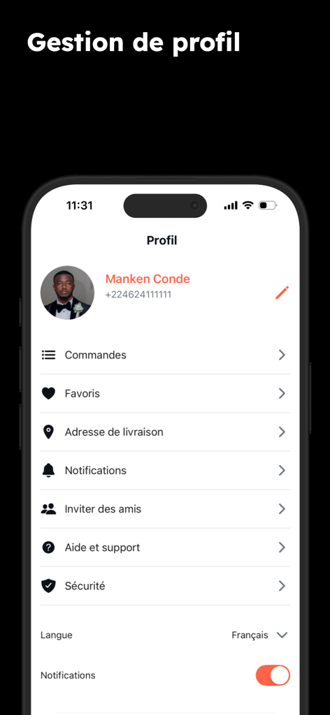Liigo App - User profile screen of the Liigo shopping app displaying account settings and personal information.