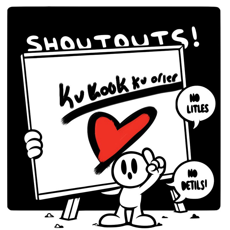 blank canvas that says above it shoutouts