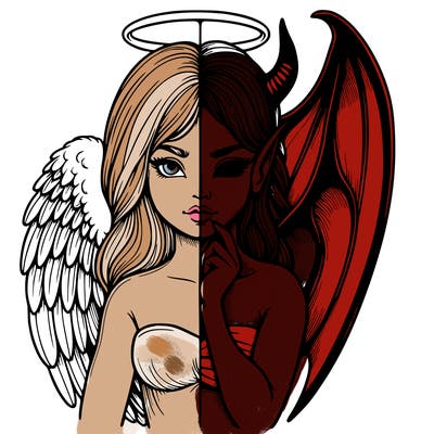 realistic angel half demon
