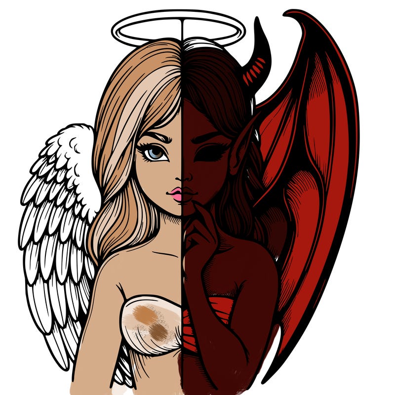 realistic angel half demon