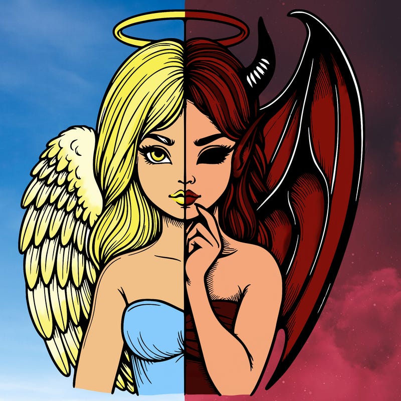 realistic angel half demon