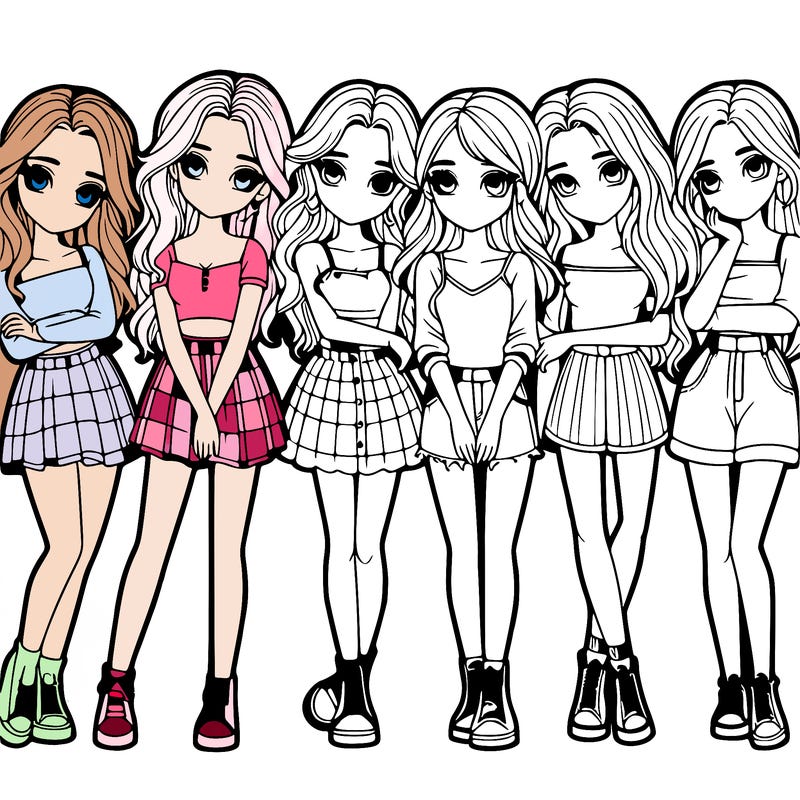 a group of girls realistic