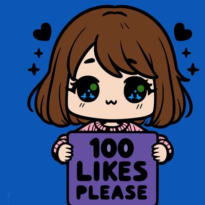 cute girl holding a sign saying 100 likes please