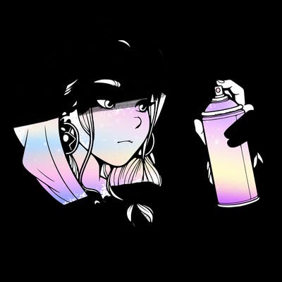 a realistic girl, spray painting