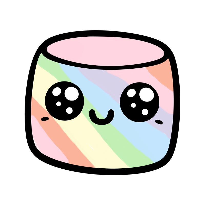 marshmallow with cute eyes