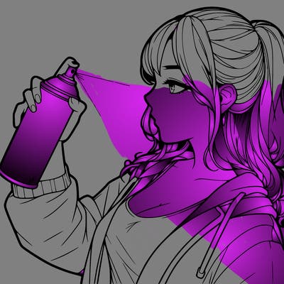 a realistic girl spray, painting