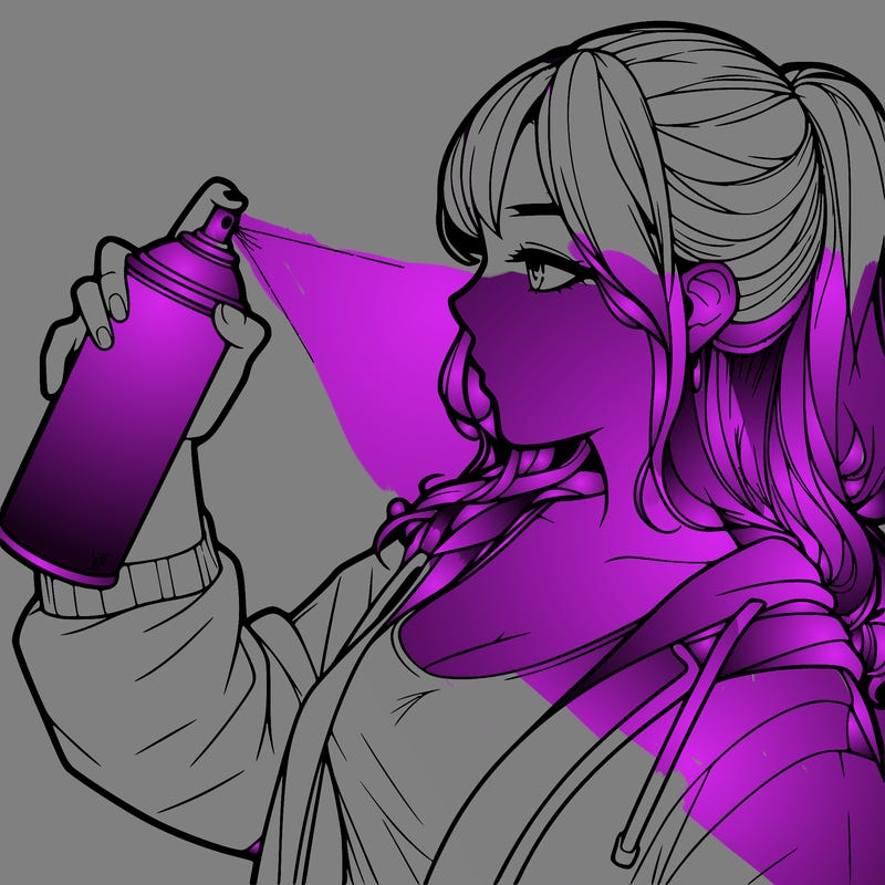 a realistic girl spray, painting