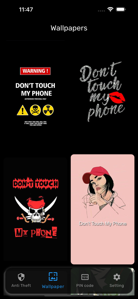 Don't Touch My Phone : Alarm° - A selection of creative lock screen wallpapers with Don't Touch My Phone warning messages
