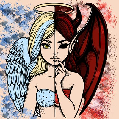 realistic angel half demon