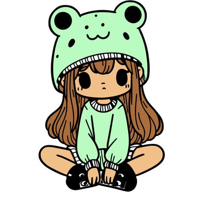 a girl wearing a frog hat and some frog socks