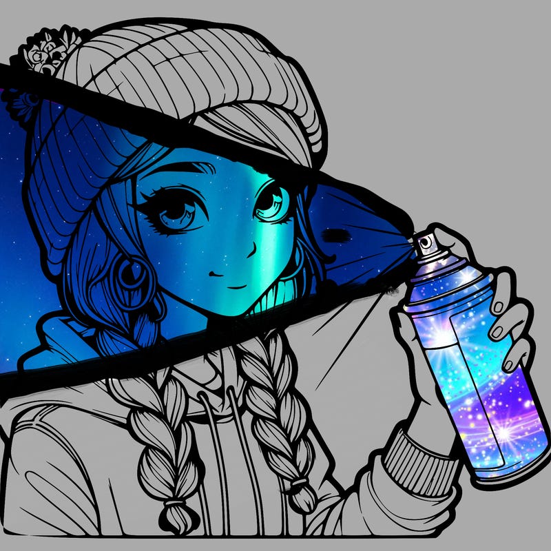 realistic girl spray painting