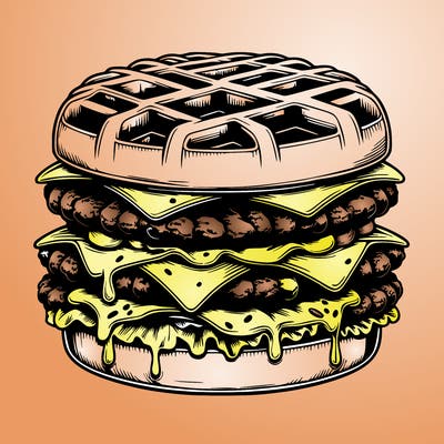realistic waffle burger