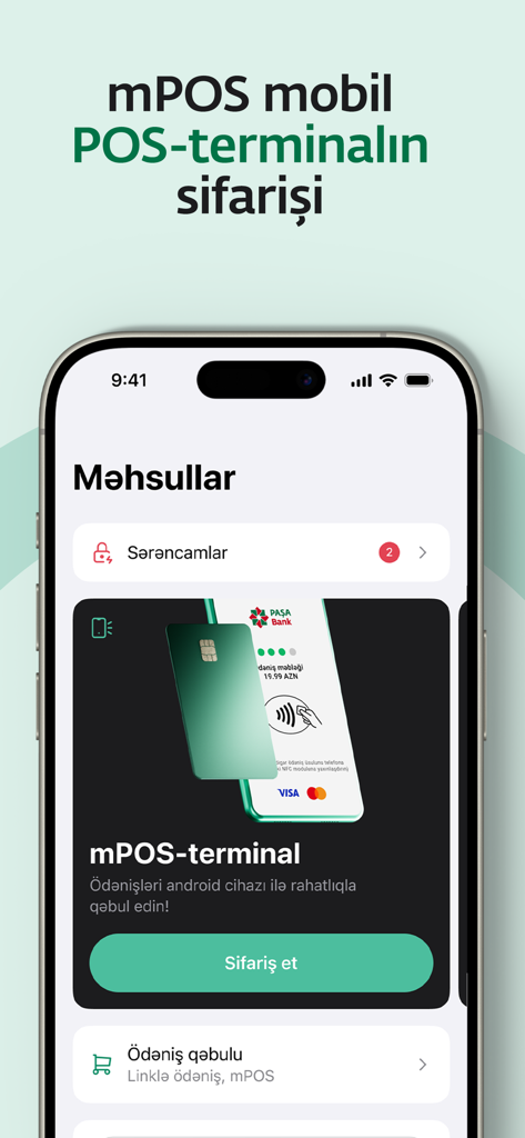PASHA Bank Business - PASHA Bank Business app interface for ordering an mPOS terminal
