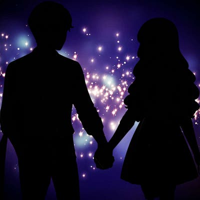 realistic couple holding hands
