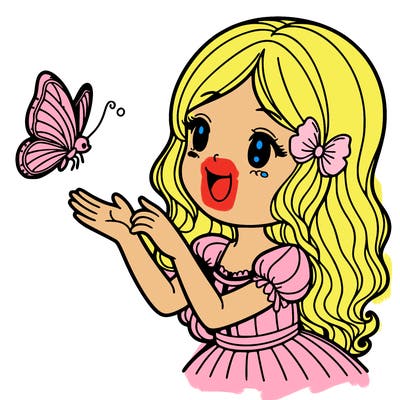 woman playing with butterfly