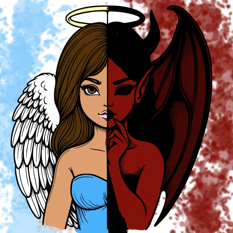 realistic angel half demon