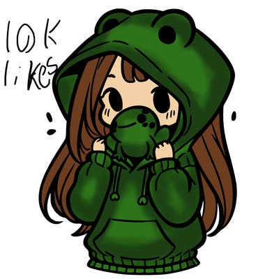 a girl holding a froggy hoodie