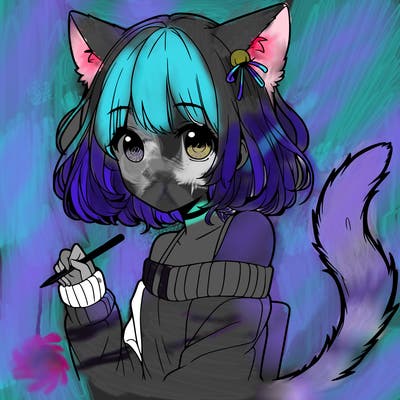 girl with cat ears and tail realistic